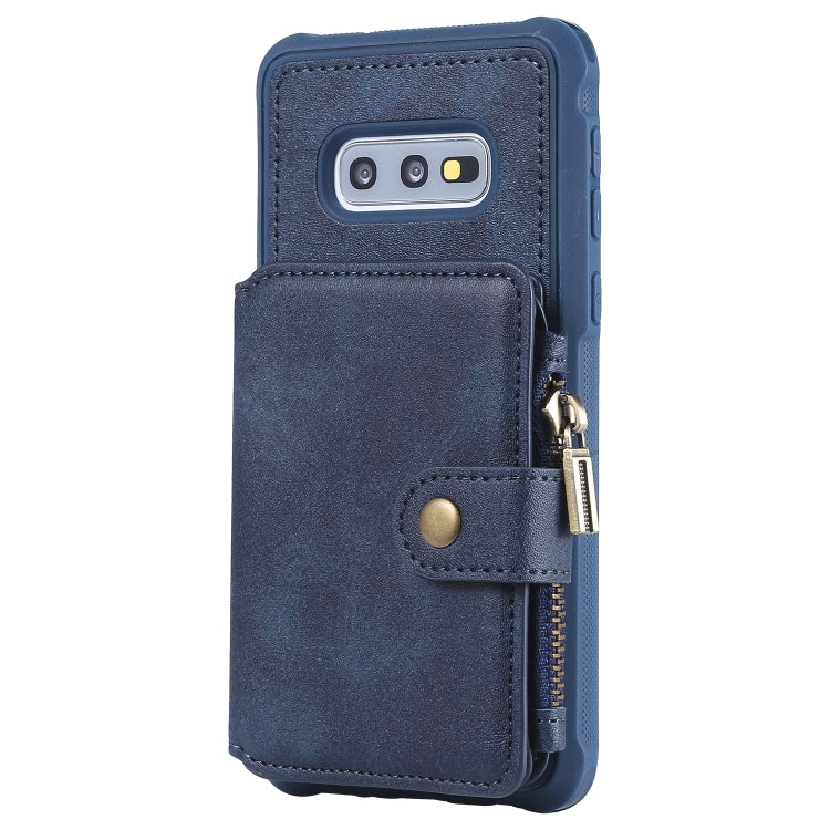 For Galaxy S10e Zipper Shockproof Protective Case with Card Slots & Bracket & Photo Holder & Wallet Function