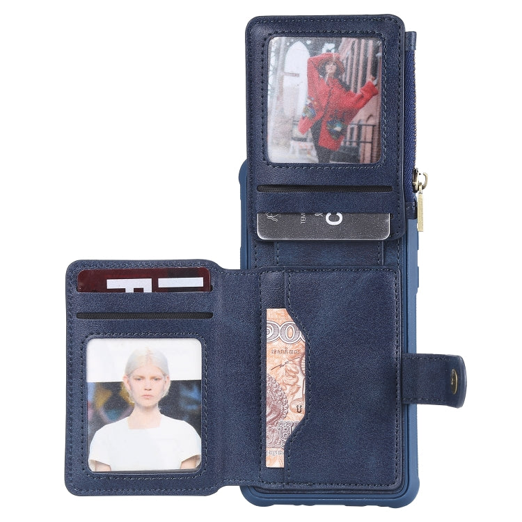 For Galaxy S10e Zipper Shockproof Protective Case with Card Slots & Bracket & Photo Holder & Wallet Function