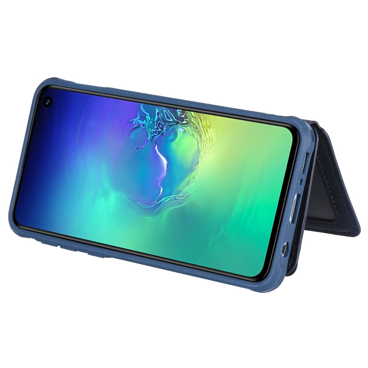 For Galaxy S10e Zipper Shockproof Protective Case with Card Slots & Bracket & Photo Holder & Wallet Function