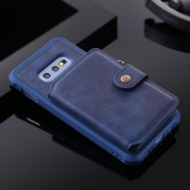 For Galaxy S10e Zipper Shockproof Protective Case with Card Slots & Bracket & Photo Holder & Wallet Function