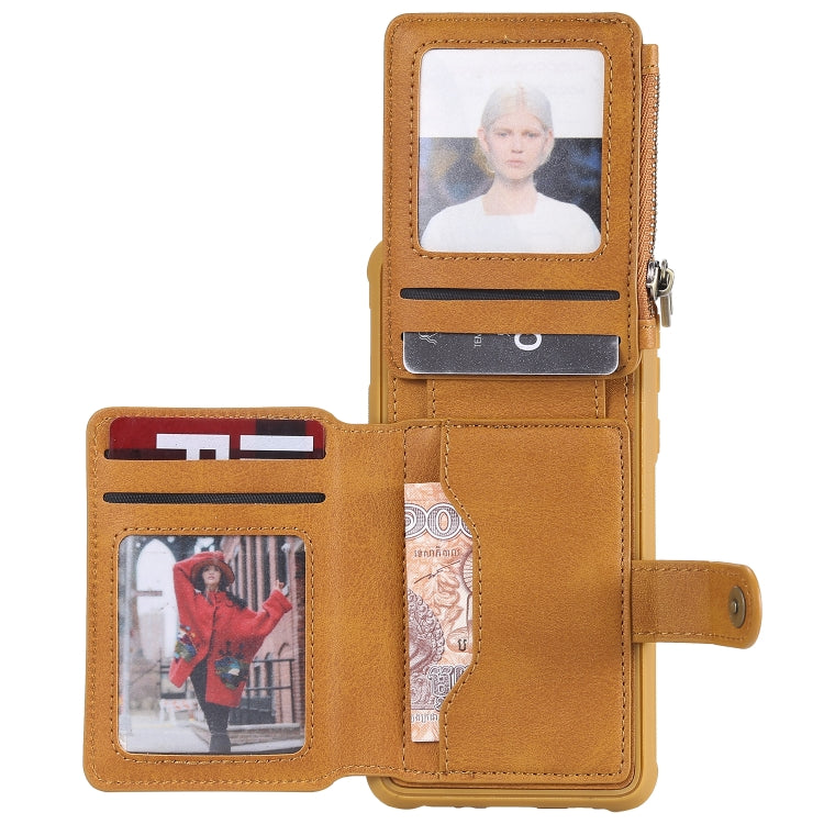 For Galaxy S10e Zipper Shockproof Protective Case with Card Slots & Bracket & Photo Holder & Wallet Function
