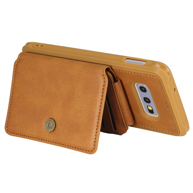 For Galaxy S10e Zipper Shockproof Protective Case with Card Slots & Bracket & Photo Holder & Wallet Function