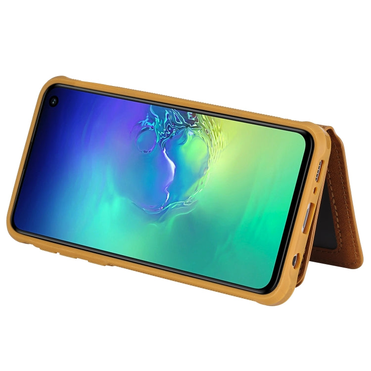 For Galaxy S10e Zipper Shockproof Protective Case with Card Slots & Bracket & Photo Holder & Wallet Function