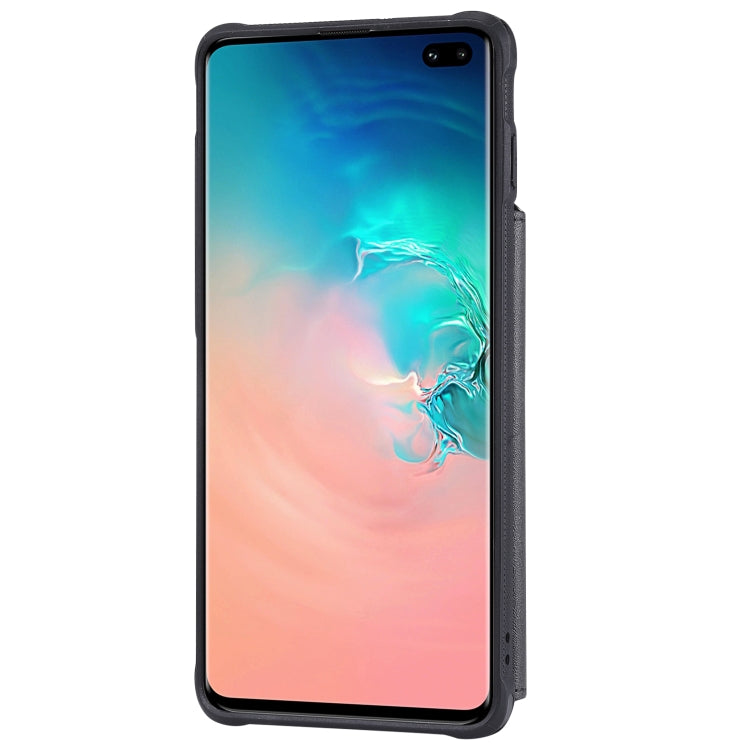 For Galaxy S10 Plus Zipper Shockproof Protective Case with Card Slots & Bracket & Photo Holder & Wallet Function