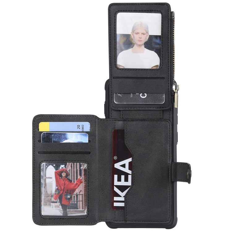 For Galaxy S10 Plus Zipper Shockproof Protective Case with Card Slots & Bracket & Photo Holder & Wallet Function
