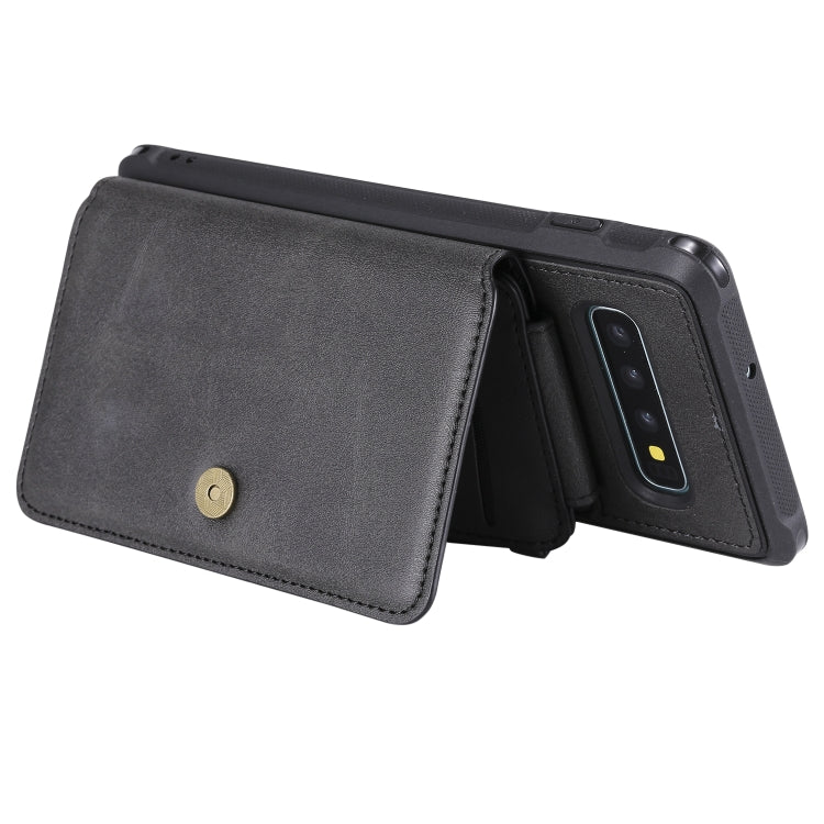 For Galaxy S10 Plus Zipper Shockproof Protective Case with Card Slots & Bracket & Photo Holder & Wallet Function