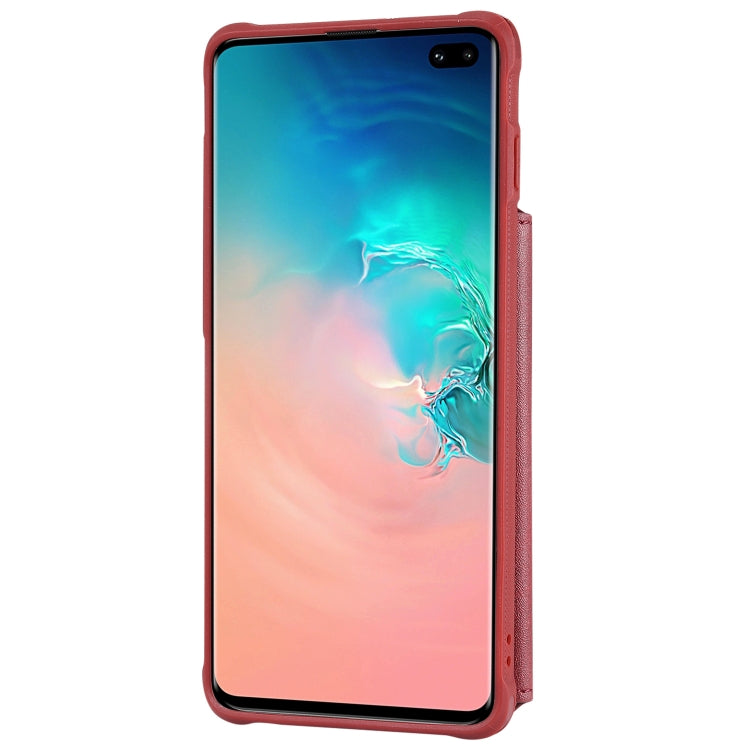 For Galaxy S10 Plus Zipper Shockproof Protective Case with Card Slots & Bracket & Photo Holder & Wallet Function