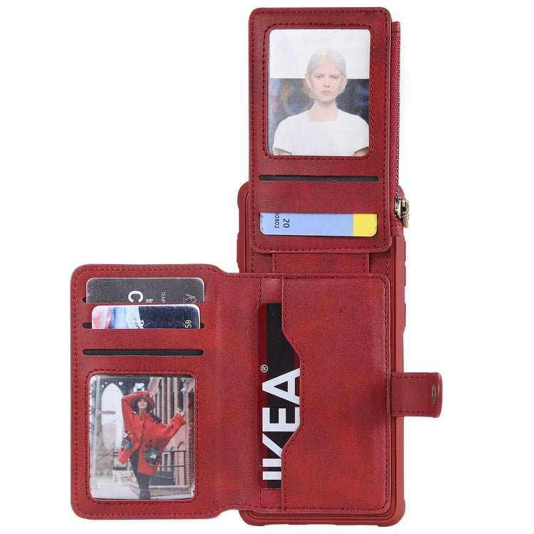 For Galaxy S10 Plus Zipper Shockproof Protective Case with Card Slots & Bracket & Photo Holder & Wallet Function