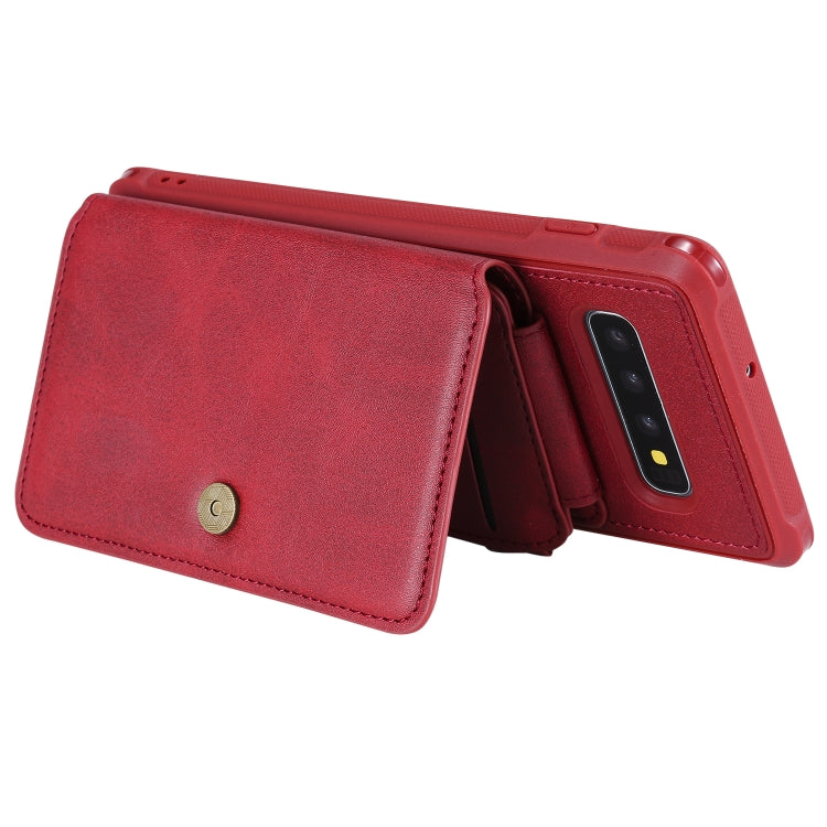 For Galaxy S10 Plus Zipper Shockproof Protective Case with Card Slots & Bracket & Photo Holder & Wallet Function