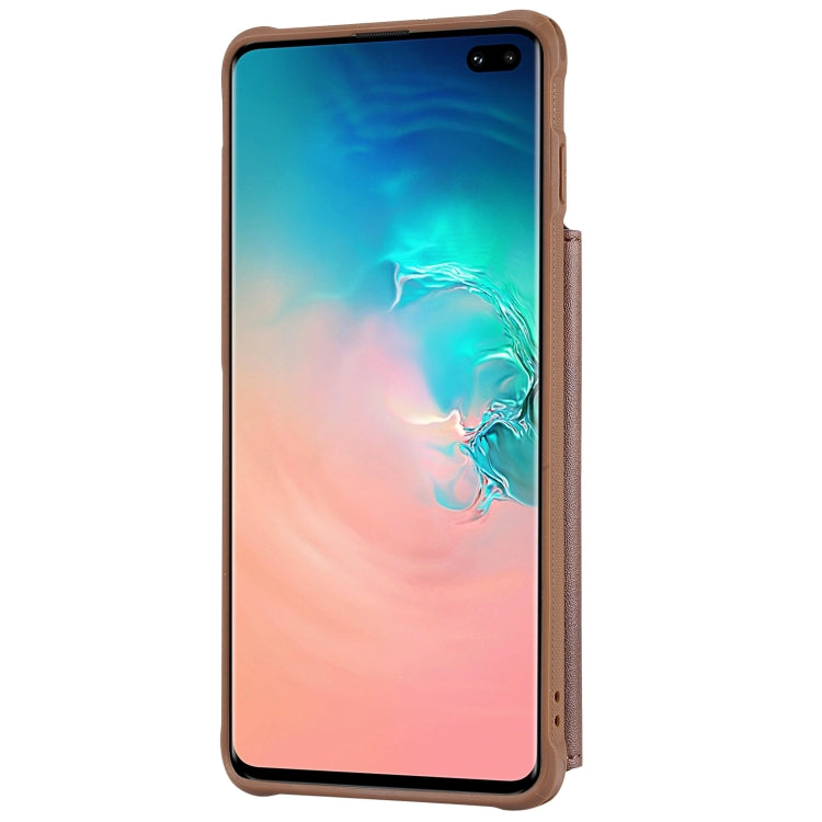 For Galaxy S10 Plus Zipper Shockproof Protective Case with Card Slots & Bracket & Photo Holder & Wallet Function