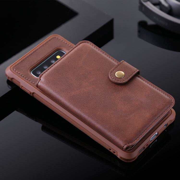 For Galaxy S10 Plus Zipper Shockproof Protective Case with Card Slots & Bracket & Photo Holder & Wallet Function
