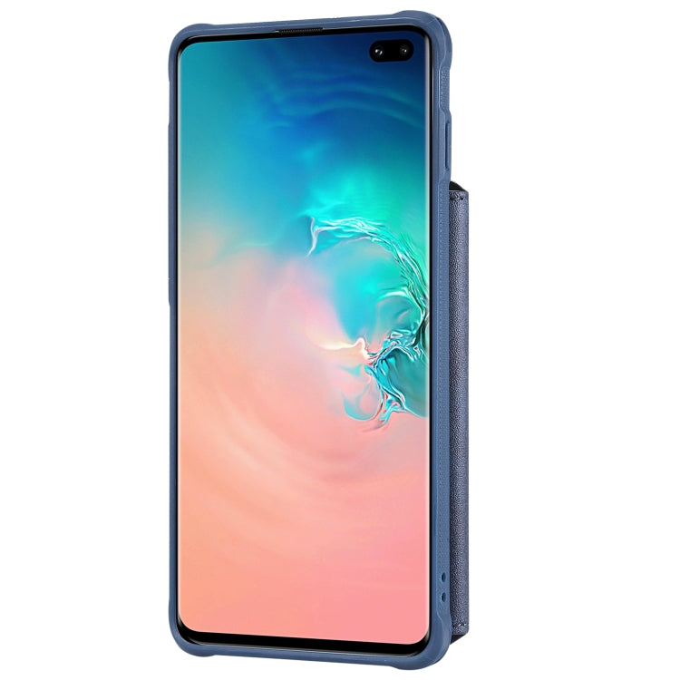 For Galaxy S10 Plus Zipper Shockproof Protective Case with Card Slots & Bracket & Photo Holder & Wallet Function