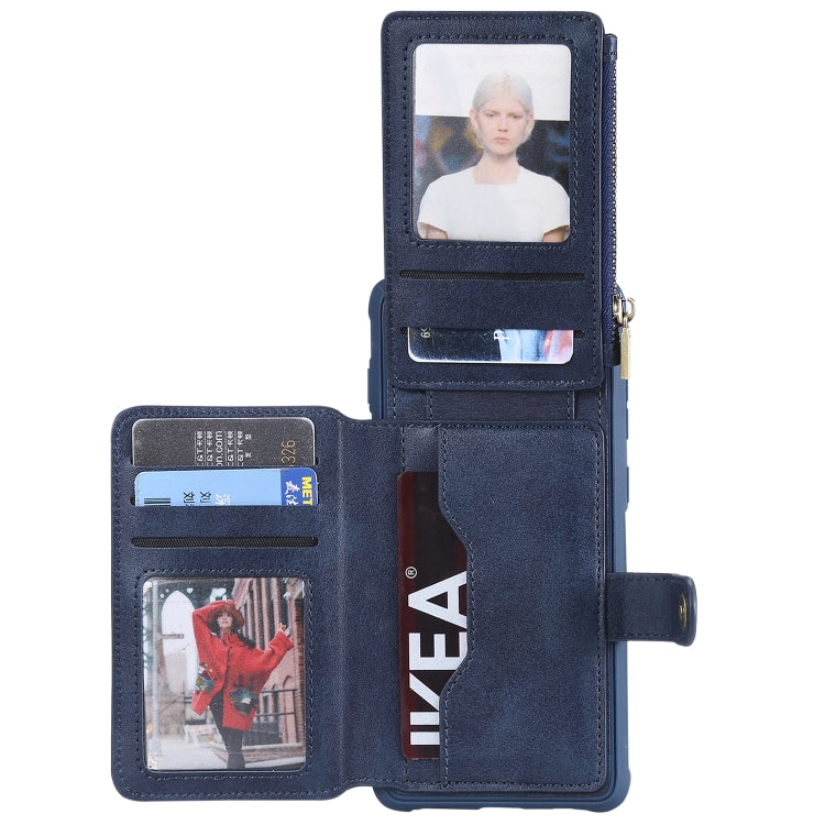 For Galaxy S10 Plus Zipper Shockproof Protective Case with Card Slots & Bracket & Photo Holder & Wallet Function