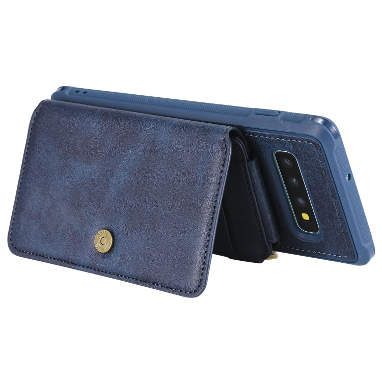 For Galaxy S10 Plus Zipper Shockproof Protective Case with Card Slots & Bracket & Photo Holder & Wallet Function