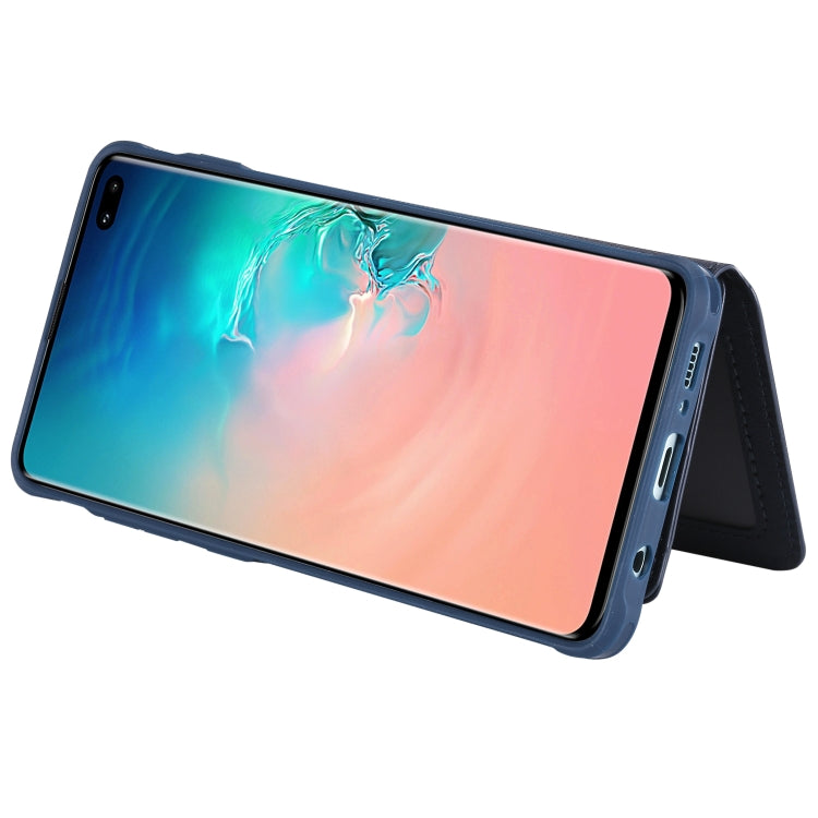 For Galaxy S10 Plus Zipper Shockproof Protective Case with Card Slots & Bracket & Photo Holder & Wallet Function