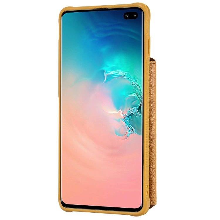 For Galaxy S10 Plus Zipper Shockproof Protective Case with Card Slots & Bracket & Photo Holder & Wallet Function