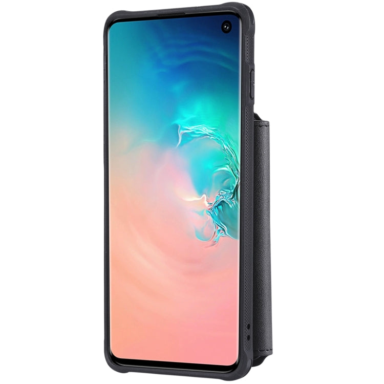 For Galaxy S10 Zipper Shockproof Protective Case with Card Slots & Bracket & Photo Holder & Wallet Function