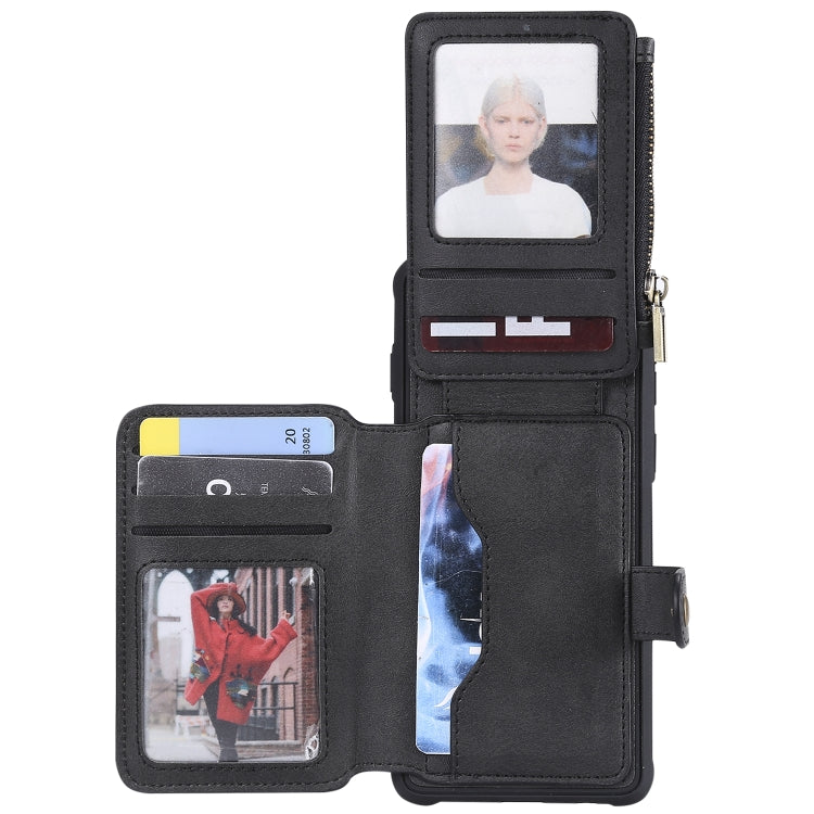 For Galaxy S10 Zipper Shockproof Protective Case with Card Slots & Bracket & Photo Holder & Wallet Function