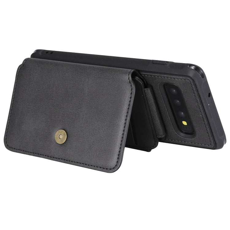 For Galaxy S10 Zipper Shockproof Protective Case with Card Slots & Bracket & Photo Holder & Wallet Function