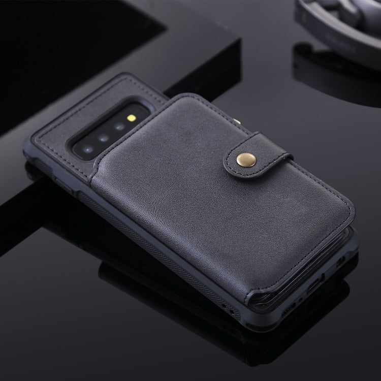 For Galaxy S10 Zipper Shockproof Protective Case with Card Slots & Bracket & Photo Holder & Wallet Function