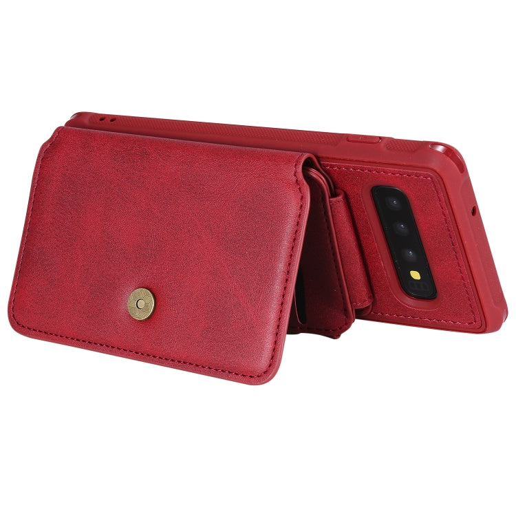 For Galaxy S10 Zipper Shockproof Protective Case with Card Slots & Bracket & Photo Holder & Wallet Function