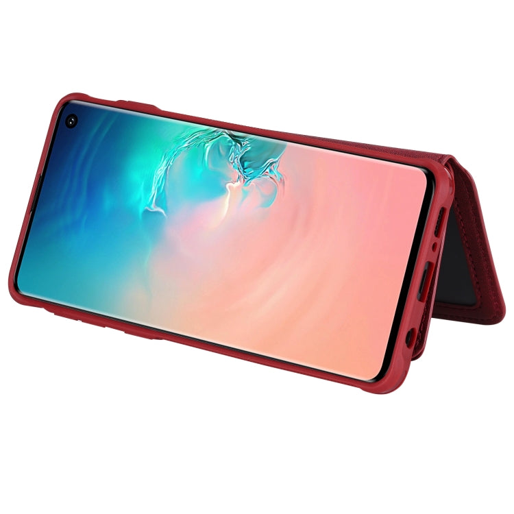 For Galaxy S10 Zipper Shockproof Protective Case with Card Slots & Bracket & Photo Holder & Wallet Function