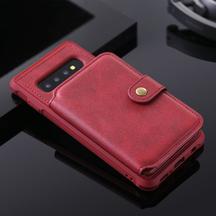 For Galaxy S10 Zipper Shockproof Protective Case with Card Slots & Bracket & Photo Holder & Wallet Function