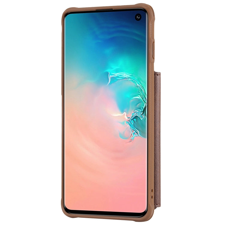 For Galaxy S10 Zipper Shockproof Protective Case with Card Slots & Bracket & Photo Holder & Wallet Function