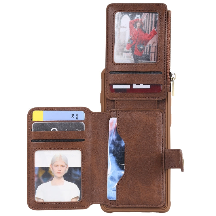 For Galaxy S10 Zipper Shockproof Protective Case with Card Slots & Bracket & Photo Holder & Wallet Function