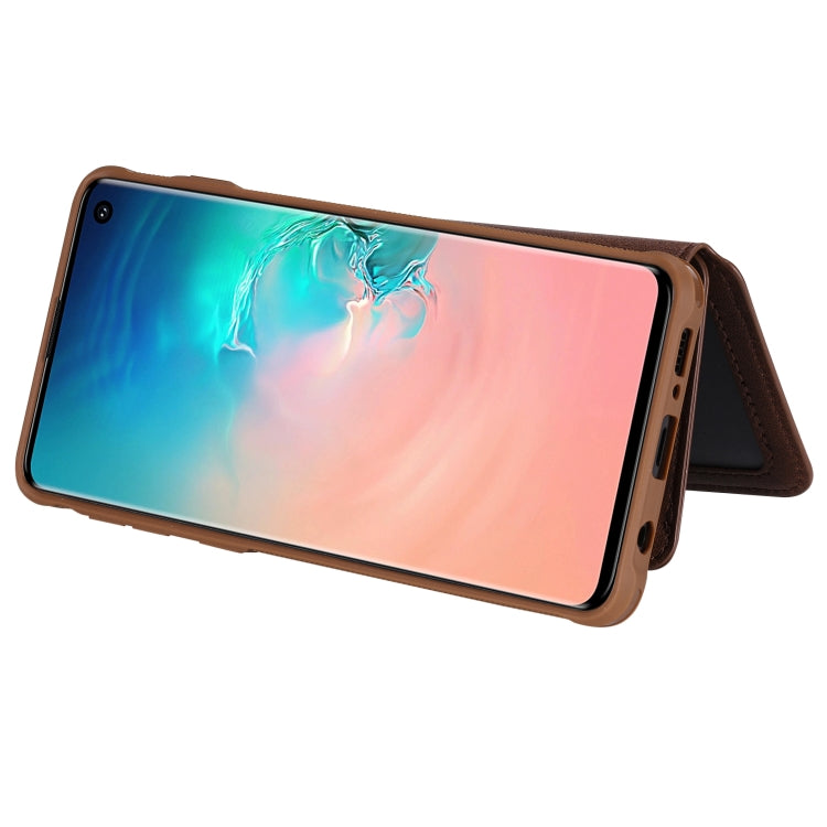 For Galaxy S10 Zipper Shockproof Protective Case with Card Slots & Bracket & Photo Holder & Wallet Function