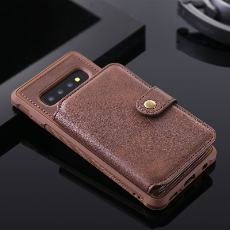 For Galaxy S10 Zipper Shockproof Protective Case with Card Slots & Bracket & Photo Holder & Wallet Function