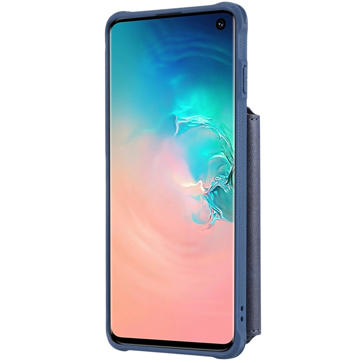 For Galaxy S10 Zipper Shockproof Protective Case with Card Slots & Bracket & Photo Holder & Wallet Function
