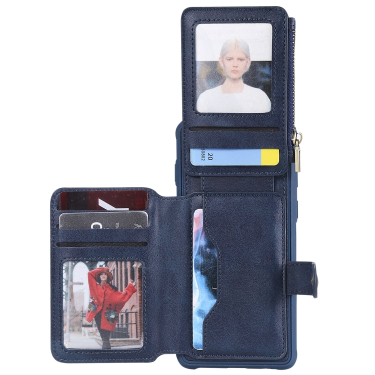 For Galaxy S10 Zipper Shockproof Protective Case with Card Slots & Bracket & Photo Holder & Wallet Function