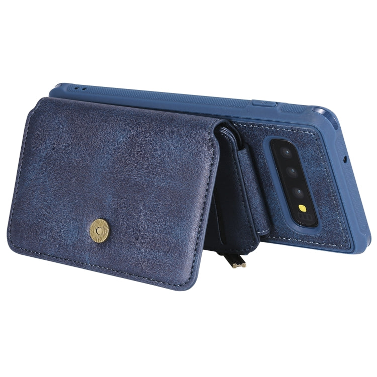 For Galaxy S10 Zipper Shockproof Protective Case with Card Slots & Bracket & Photo Holder & Wallet Function