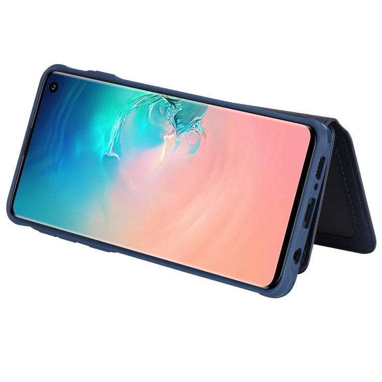 For Galaxy S10 Zipper Shockproof Protective Case with Card Slots & Bracket & Photo Holder & Wallet Function