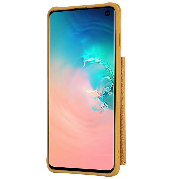 For Galaxy S10 Zipper Shockproof Protective Case with Card Slots & Bracket & Photo Holder & Wallet Function