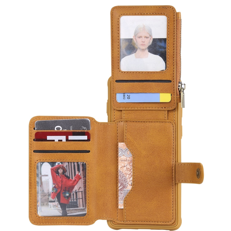 For Galaxy S10 Zipper Shockproof Protective Case with Card Slots & Bracket & Photo Holder & Wallet Function