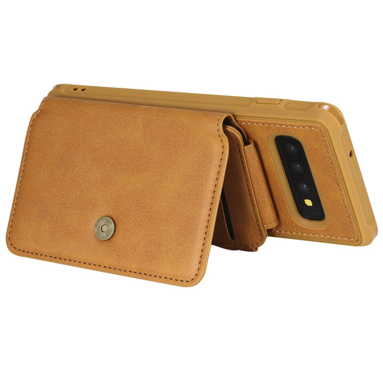 For Galaxy S10 Zipper Shockproof Protective Case with Card Slots & Bracket & Photo Holder & Wallet Function