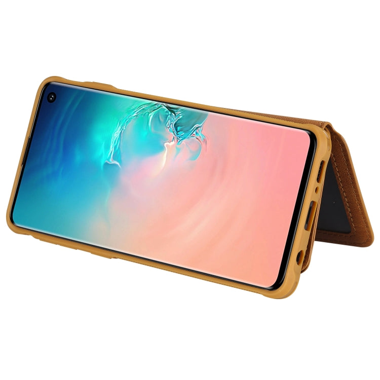 For Galaxy S10 Zipper Shockproof Protective Case with Card Slots & Bracket & Photo Holder & Wallet Function