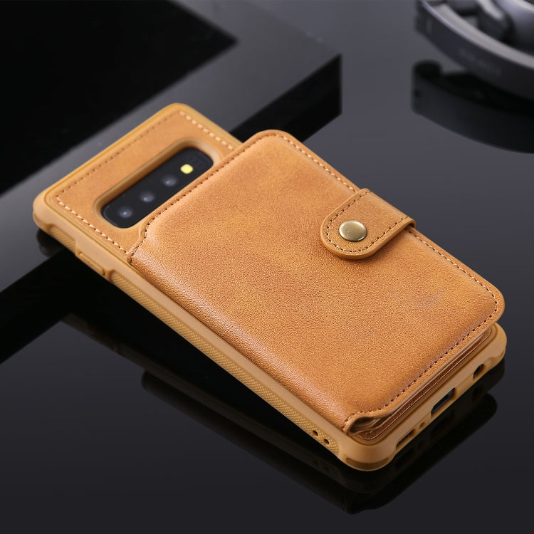 For Galaxy S10 Zipper Shockproof Protective Case with Card Slots & Bracket & Photo Holder & Wallet Function
