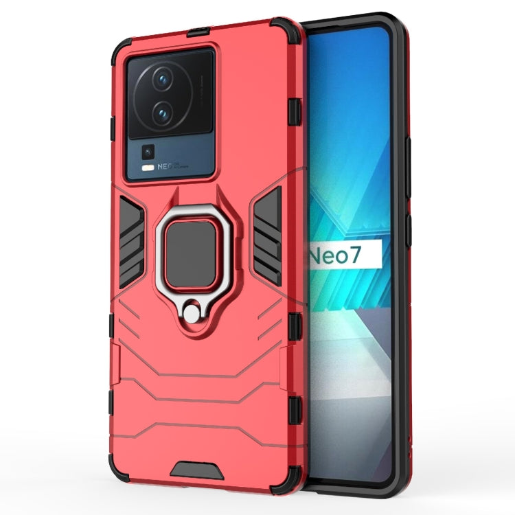 For vivo iQOO Neo7 PC + TPU Shockproof Protective Phone Case with Magnetic Ring Holder