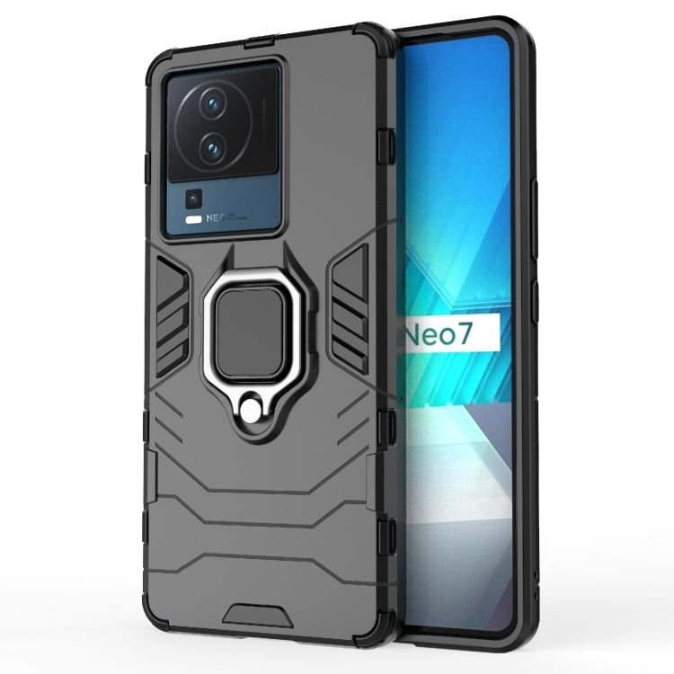 For vivo iQOO Neo7 PC + TPU Shockproof Protective Phone Case with Magnetic Ring Holder