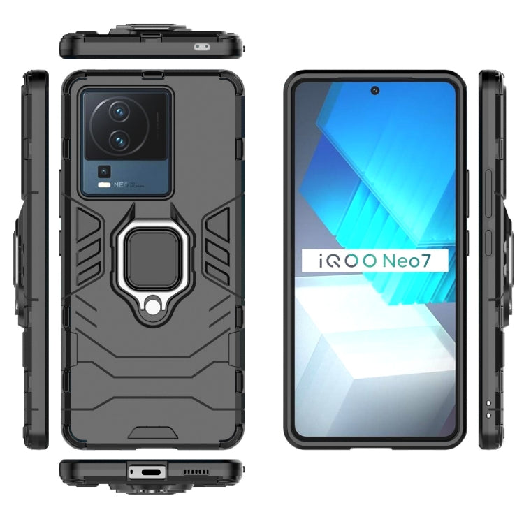 For vivo iQOO Neo7 PC + TPU Shockproof Protective Phone Case with Magnetic Ring Holder