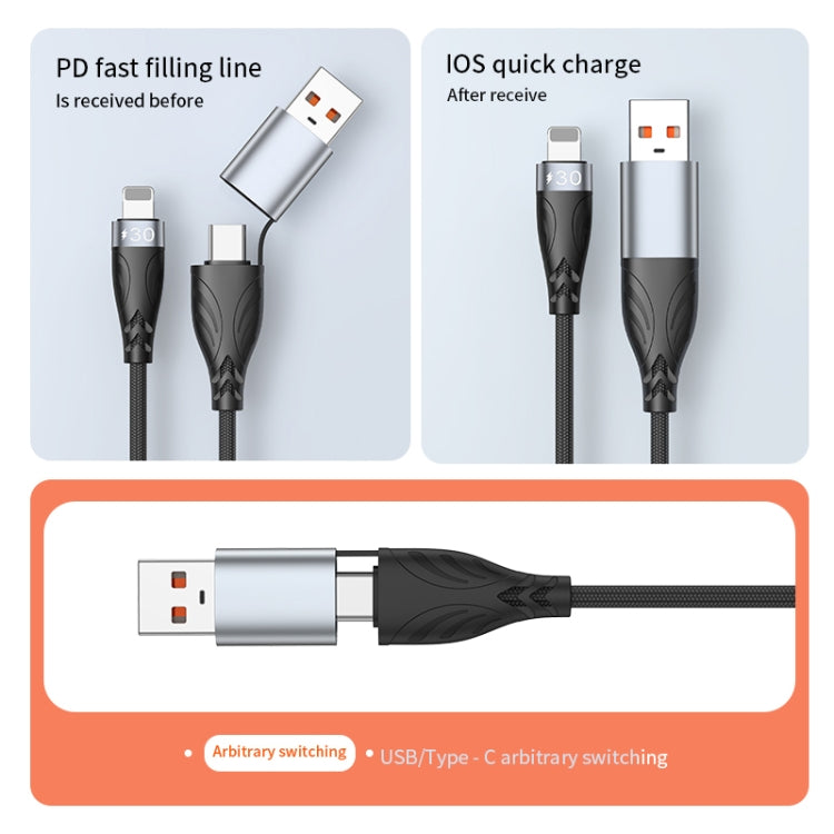 ADC-008 2 in 1 PD 100W USB/Type-C to Type-C Fast Charge Data Cable, Length: 1m