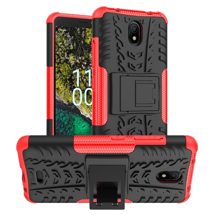 For Nokia C100 Tire Texture TPU + PC Phone Case with Holder