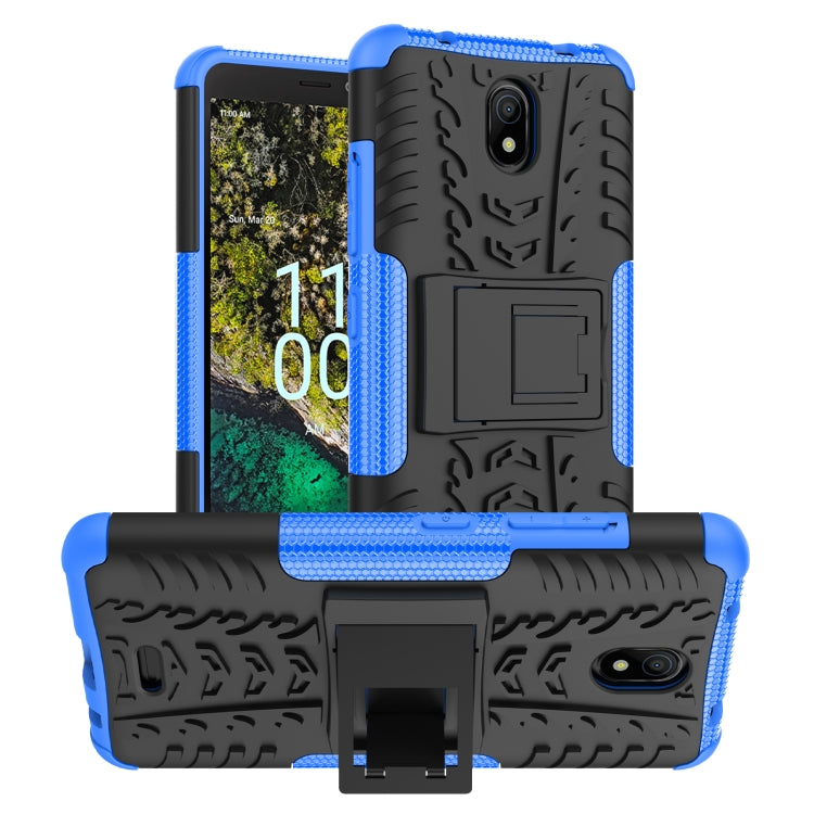 For Nokia C100 Tire Texture TPU + PC Phone Case with Holder