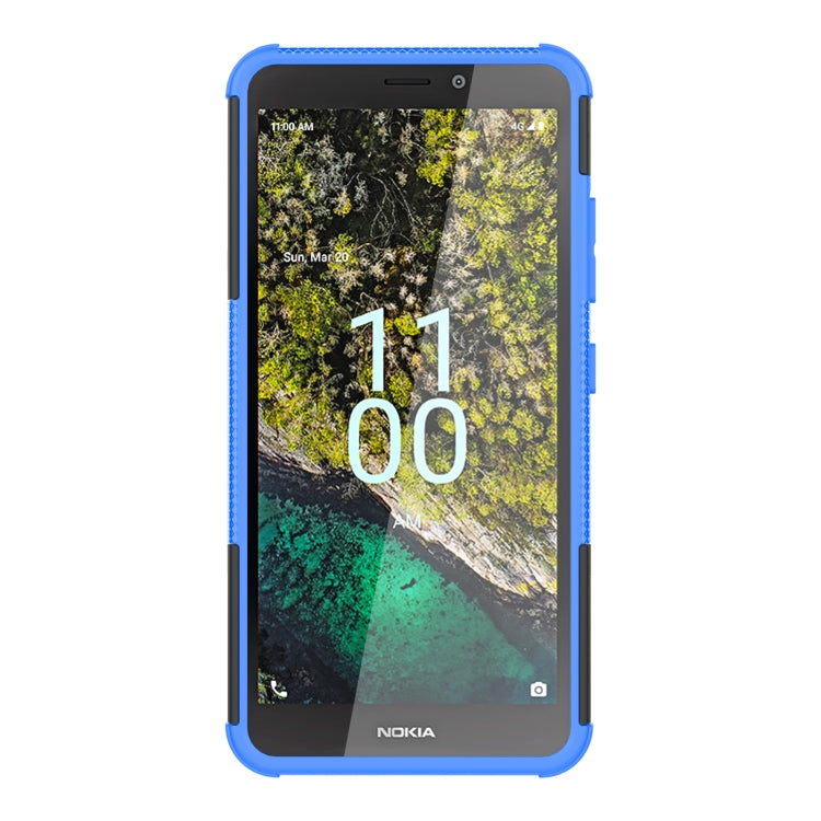 For Nokia C100 Tire Texture TPU + PC Phone Case with Holder