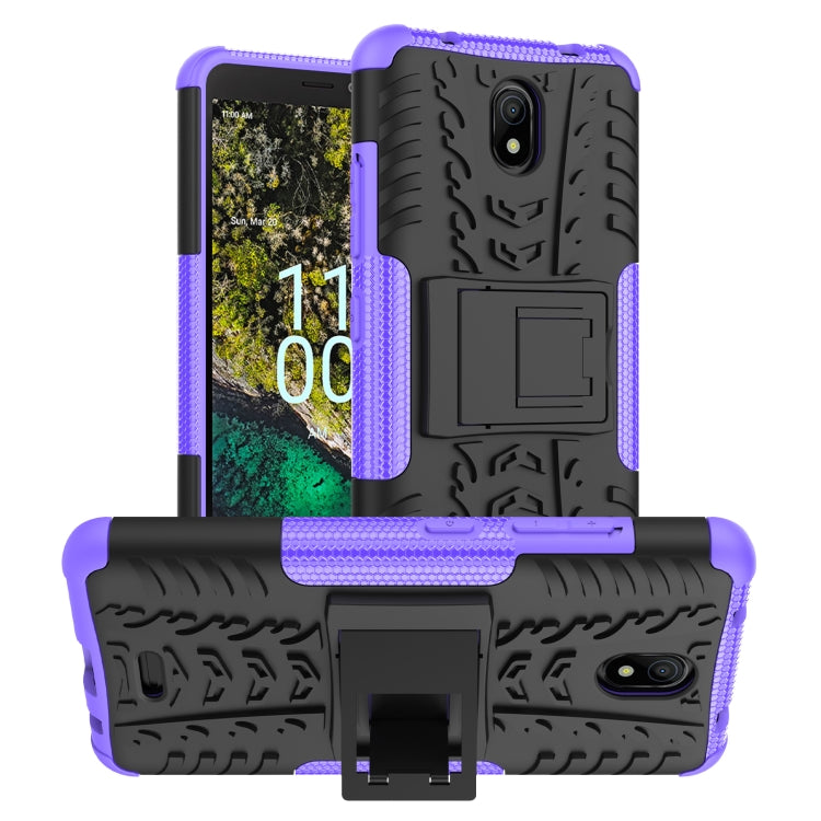 For Nokia C100 Tire Texture TPU + PC Phone Case with Holder