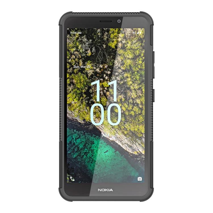 For Nokia C100 Tire Texture TPU + PC Phone Case with Holder