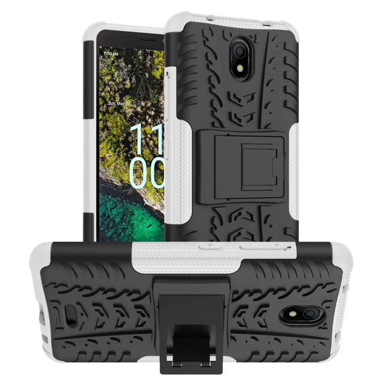 For Nokia C100 Tire Texture TPU + PC Phone Case with Holder